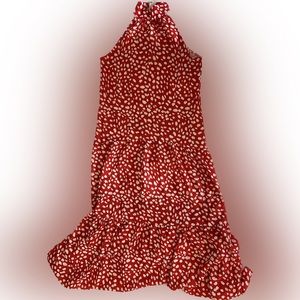 Polka dot red/white maxi dress